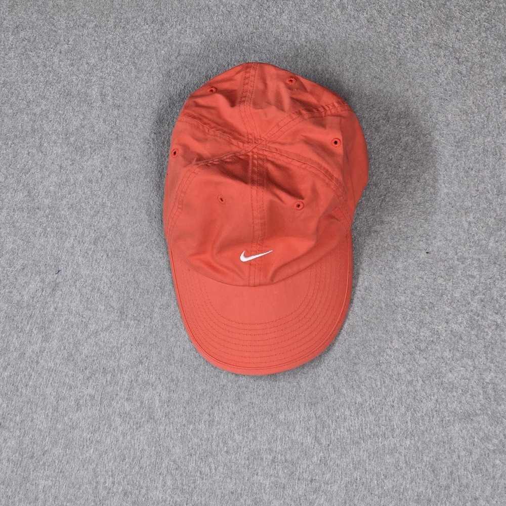 VINTAGE Nike Men Baseball Cap ONE SIZE Orange Curved Strapback Embroidered